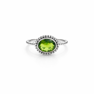 Oval Peridot <b>Dainty</b> 925 Sterling Silver <b>Ring</b>, Handmade Minimalistic Silver <b>Ring</b>, Birthstone <b>ring</b>, Natural Gemstone Peridot <b>ring</b> - Product Image 1