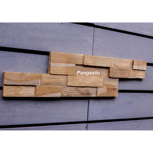 Panneaux muraux modernes en TEAK récupéré Motif géométrique Style décoratif insonorisé pour le divertissement de la maison et de la villa - Product Image 1