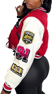 High Performance Cropped Varsity <b>Jacket</b> <b>Lightweight</b> <b>Womens</b> Bomber Wear Manufacturer Bulk Supply - Product Image 2