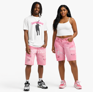 Custom Unisex Washed Denim Shorts Sun Fade Effect Distressed Denim Shorts Casual Jeans Shorts Ripped Denim Shorts For Men - Product Image 1