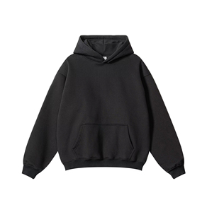 เสื้อฮู้ดดี้โอเวอร์ไซส์ผู้ชายแบบมีเชือกผูก ฮู้ดไขว้ได้ โลโก้เล็กที่อก กระเป๋าหน้าแบบจิงโจ้ และปลายแขนเสื้อแบบริบ - Product Image 4