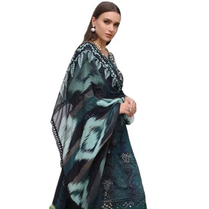 Venta caliente marca paquistaní Shalwar Kameez trajes para mujeres tela Viscos de alta calidad muy fino bordado modesto recto - Product Image 1
