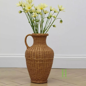 Modern Vintage Rattan Flower <b>Vase</b> Handwoven Natural Wicker <b>Vase</b> Decorative Home Decor Vietnam Manufacturer OEM ODM - Product Image 1