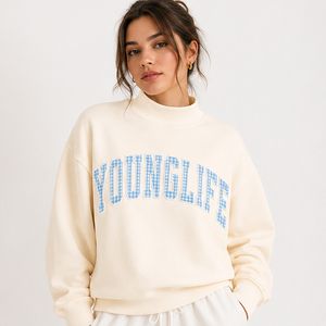 Sudadera de Cuello Alto Younglife Roja, Estilo Oversize, Informal, de Punto, con Estampado de Letras en la Parte Delantera, Unisex, Estilo Otoñal - Product Image 2