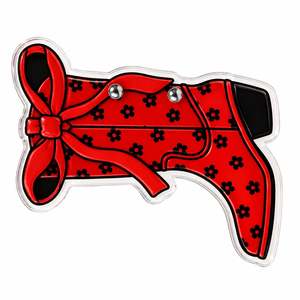 Soporte de pestañas acrílico sostenible con diseño floral rojo y negro, con logotipo personalizado, en forma de bota de vaquero, para instrumentos de belleza - Product Image 2