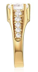 แหวนหมั้นมอสซาไนต์ทรงกลม 3.75 กะรัต แหวนทองคำขาว 14K ทรงมงกุฎสูง - Product Image 2