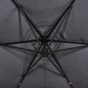 Ombrellone da Patio a Braccio Curvo da 3 Metri con 18 Luci LED, 6 Stecche in Ferro, Palo Dritto e Curvo in Ferro, Copertura Impermeabile in Poliestere per Uso in Palestra - Product Image 6