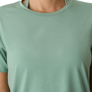Vente en gros OEM – Nouveau T-shirt côtelé personnalisé pour femme, idéal pour le yoga, la gym et le sport – Collection été décontractée - Product Image 5