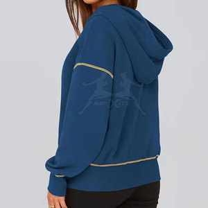 เสื้อฮู้ดซิปครึ่งตัวแบบคลาสสิก พร้อมปลายแขนแบบริบ และทรงหลวมสบายสำหรับใส่ลำลอง เสื้อฮู้ดซิปครึ่งตัวคุณภาพสูง - Product Image 3
