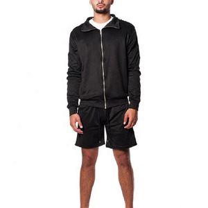 Ensemble deux pièces pour hommes : Survêtement coupe-vent personnalisé avec short de sport et sweat à capuche zippé en nylon - Product Image 2
