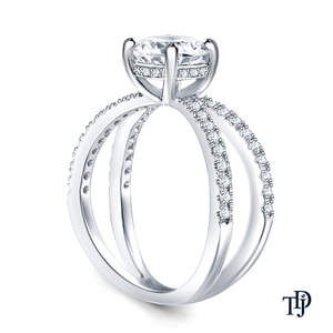 Anillo de compromiso de oro de 10K con diamantes de doble banda (naturales) y diamante central (natural) - Fabricante mayorista y minorista OEM - Product Image 5