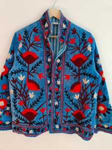 Handmade Velvet Suzani Embroidered <b>Jacket</b> Handmade Ethnic <b>Jacket</b> Floral Suzani <b>Jacket</b> Pure Velvet <b>Jacket</b> Boho <b>Hippie</b> - Product Image 2