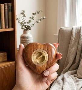 Rosewood Heart Urn Floral Filigree Carved Wood <b>Keepsake</b> <b>Memorial</b> Urn rosewood heart urn carved wooden heart urn floral carved - Product Image 3