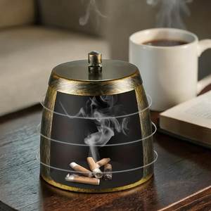 Cendrier en métal coupe-vent avec couvercle, design sans fumée pour une utilisation en intérieur et en extérieur - Product Image 3