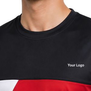 Manufacturer Men Black Red and <b>White</b> Performance Sports T Shirt Quick Dry Athletic Gym Running Training Tee Custom Logo OEM - Product Image 6