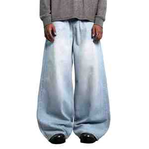 Jeans personnalisés style hip-hop, jeans décontractés originaux à jambe large, jeans délavés coupe droite, coupe ample, jeans baggy pour hommes et femmes - Product Image 1