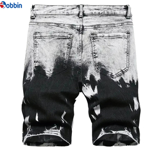 Shorts en jean pour hommes, longueur genou, coupe droite et ample, style streetwear, décontractés, personnalisables - Product Image 5