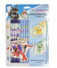 Ensemble de crayons et gommes Pokémon Elite, design aléatoire, papeterie pour enfants, fournitures scolaires, dessin animé, cadeau pour étudiants, vente en gros - Product Image 1