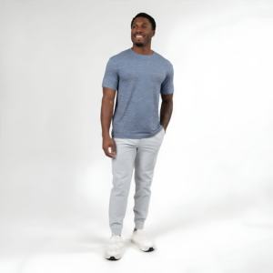 Camiseta de Algodón Gris Jaspeado para Hombre, Informal, Deportiva, de Manga Corta, Transpirable, Básica, para Verano, con Logotipo Personalizado, Proveedor Mayorista - Product Image 1