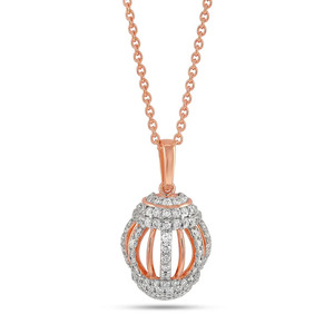 Collar con Colgante de Diamante en Forma de Esfera Encerrada en Oro Rosa - Product Image 2