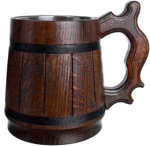 Mug à bière en bois de chêne artisanal TIMELESS CRAFT, souvenir écologique, rétro, brun, vintage, bar, nouveau style chinois, cadeau d'affaires - Product Image 6