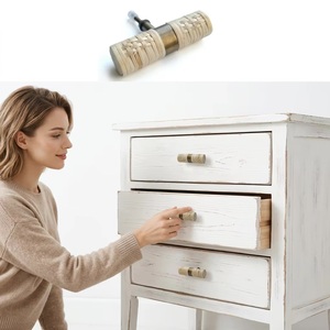 Handmade Natural Rattan Woven Wood T-Bar Knobs <b>Rustic</b> Industrial Design Furniture Handles Dresser Cabinet Drawer Pulls - Product Image 4
