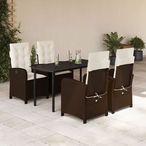 Ensemble de 4 meubles de jardin pour terrasse, brun, noir et blanc crème - Product Image 1