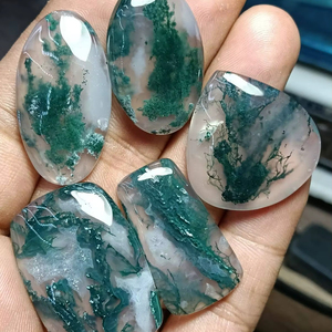 Lot en gros de pierres précieuses en agate mousse 100% naturelle, cabochons de taille personnalisée, assortiment de bijoux, mélange de formes de pierres précieuses, vente en gros - Product Image 1