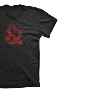 T-shirt en tricot noir à manches courtes pour homme avec imprimé graphique D20 rouge, col rond, coupe oversize, décontracté, 100 % coton - Product Image 2