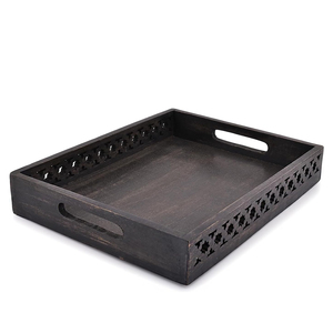 ถาดเสิร์ฟทำด้วยมือแนวชนบทถาดไม้มะม่วงทรงสี่เหลี่ยมผืนผ้าสำหรับชากาแฟอาหารเย็นหรือของว่างใช้ในครัวเคาน์เตอร์หรือที่จัดแสดงของตกแต่งบ้าน - Product Image 4