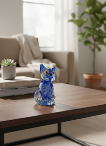 Figurine de chat en verre artisanal, décoration en cristal, presse-papiers, objet décoratif pour la maison, le bureau ou le tableau de bord de voiture, cadeau - Product Image 6