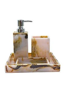 Coffret de salle de bain en résine tourbillonnante 4 pièces pour la maison : distributeur de savon, porte-brosse à dents, plateau de vanité – Cadeau d'anniversaire à prix abordable - Product Image 2