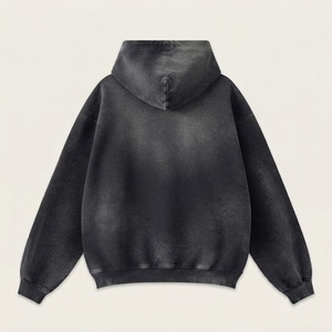 <b>Men</b>’s Soft Washed Black Charcoal Gradient Ombre <b>Fleece</b> Hoodie Sweatshirt with Kangaroo Pocket Comfortable Oversized Casual - Product Image 2
