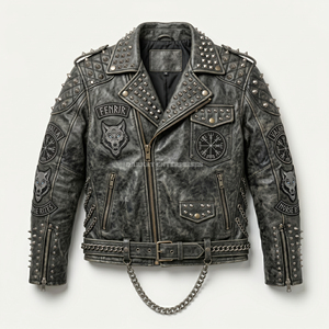 Chaqueta de Cuero con Estampado de Pitón para Hombre, Chaqueta de Motero de Cuero Genuino de Diseño, Ropa Exterior Moderna para Hombre, Proveedor OEM Personalizado - Product Image 1