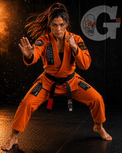 Women's <b>Orange</b> BJJ Kimono Regular Fit 100% Cotton Durable Jiu Jitsu Gi withcustom embroidery and Logo Patches - Product Image 5