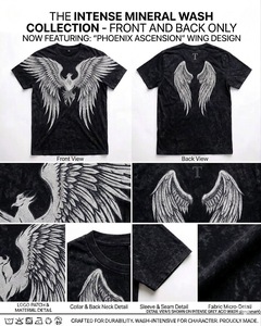 T-shirt personnalisé avec logo frontal pour homme, noir, délavé à l'acide, imprimé vintage, col rond, épais, écologique, respirant, coupe ample, unisexe - Product Image 2