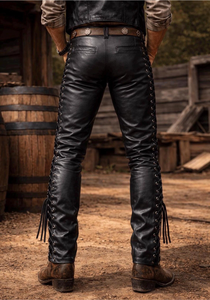 FAZMAX CORPORATION Pantalon Western Homme Marron Style Vintage Taille Haute Coupe Droite avec Poches et Braguette Boutonnée 100% Léger - Product Image 5