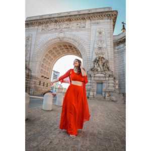 Conjunto de Falda de Gasa Roja Escarlata Transpirable para Mujer, Talla XS - Product Image 2