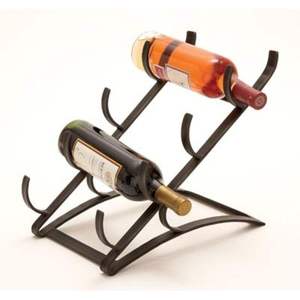 Porte-bouteilles moderne en métal pour comptoir, support à 6 bouteilles, organisateur de rangement à étages sur pied, présentoir pour bar à domicile et cuisine - Product Image 1