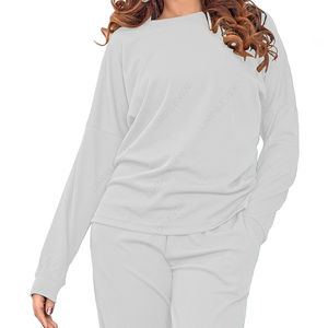 Ensemble de survêtement coupe-vent 2 pièces pour femme, à capuche, imprimé uni, manches longues, personnalisé, écologique, décontracté, grandes tailles – Idéal pour l'hiver - Product Image 2
