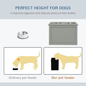Stazione di Alimentazione e Conservazione Rialzata Grigia per Animali Domestici con 2 Ciotole in Acciaio Inossidabile per Cani di Taglia Grande e Altri Animali di Grossa Taglia - Product Image 5