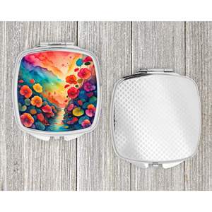 Bégonias colorés miroir de maquillage de voyage Compact poche pliante pour femmes et filles idée cadeau décorative - Product Image 4