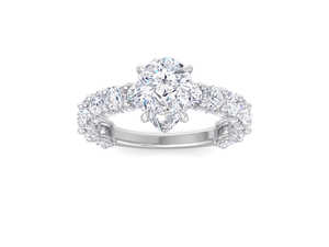 Anillo de compromiso de diamante cultivado en laboratorio con forma de pera, banda pavé, piedras laterales en racimo, anillo nupcial de oro, anillo de diamante de lujo - Product Image 2