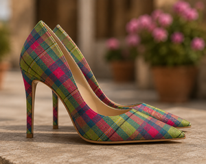 Tacones de aguja escoceses a cuadros para mujer al por mayor – Zapatos de tacón alto de diseñador personalizados, diseño a medida disponible - Product Image 1
