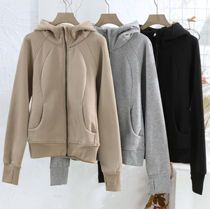 PIHA SPORTS Men's Winter Casual Double Terry Fleece Hoodie Solid Color Warm Windproof Breathable Quick Dry Stylish Zip Pullover - Product Image 3