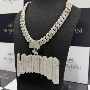 Collar con Colgante de Moissanita VVS, Chapado en Oro, Diseño Único con Eslabones Personalizados, Cadenas Hip Hop, Collares de Moda para Fiestas - Product Image 1