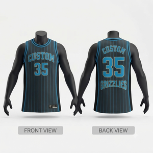 Maillot de basket personnalisé Grizzlies pour homme, sans manches, rayé, 35, sublimé, respirant, débardeur adulte toutes saisons - Product Image 1