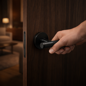 <b>Modern</b> Brass Mortise <b>Door</b> <b>Handle</b> <b>Set</b> Right Hand Durable Knurled Grip Design | Interior <b>Door</b> Hardware Matte Black Gold Bronze - Product Image 3