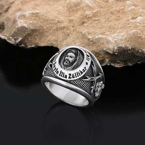 Anillo Islámico BOJ 08 con Caligrafía de Muhammad Resulullah y Mezquita, Anillo Musulmán, Regalo Religioso, Precio Bajo - Product Image 1