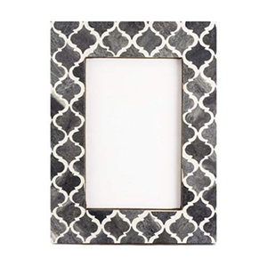 Premium Handmade <b>Black</b> & White Bone Inlay Picture <b>Frame</b> Moroccan | Geometric Wooden <b>Photo</b> <b>Frame</b> for Family Portraits Tabletop - Product Image 1